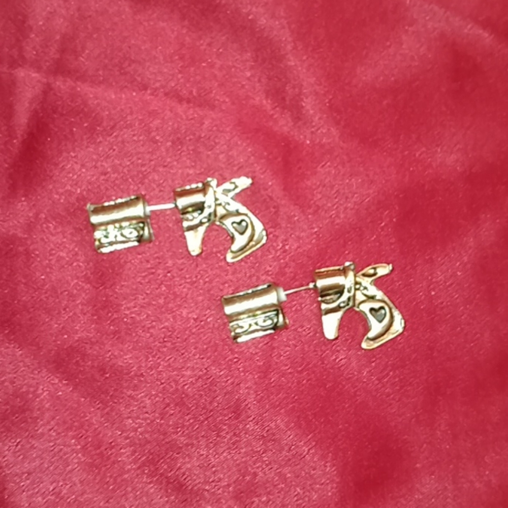 3XHP LAST 1 NWT Gold Punk Goth Gun Pistol Earrings - Picture 4 of 6